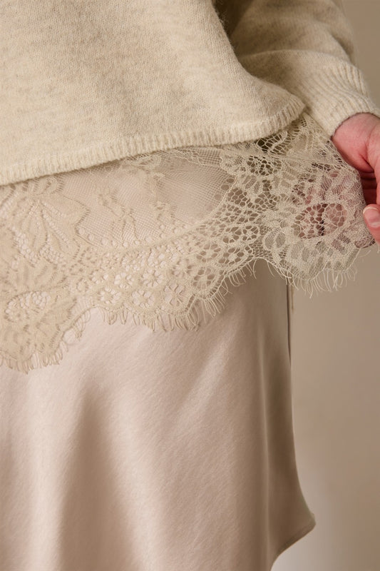 Lace Hem V-neck Oversized Sweater