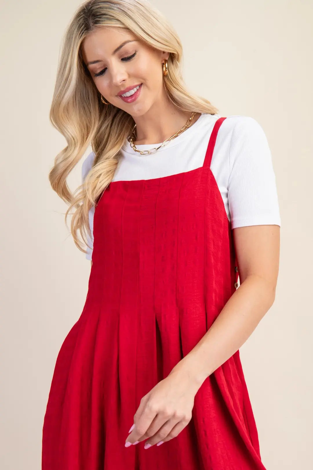 Sleeveless Jumpsuit - Red
