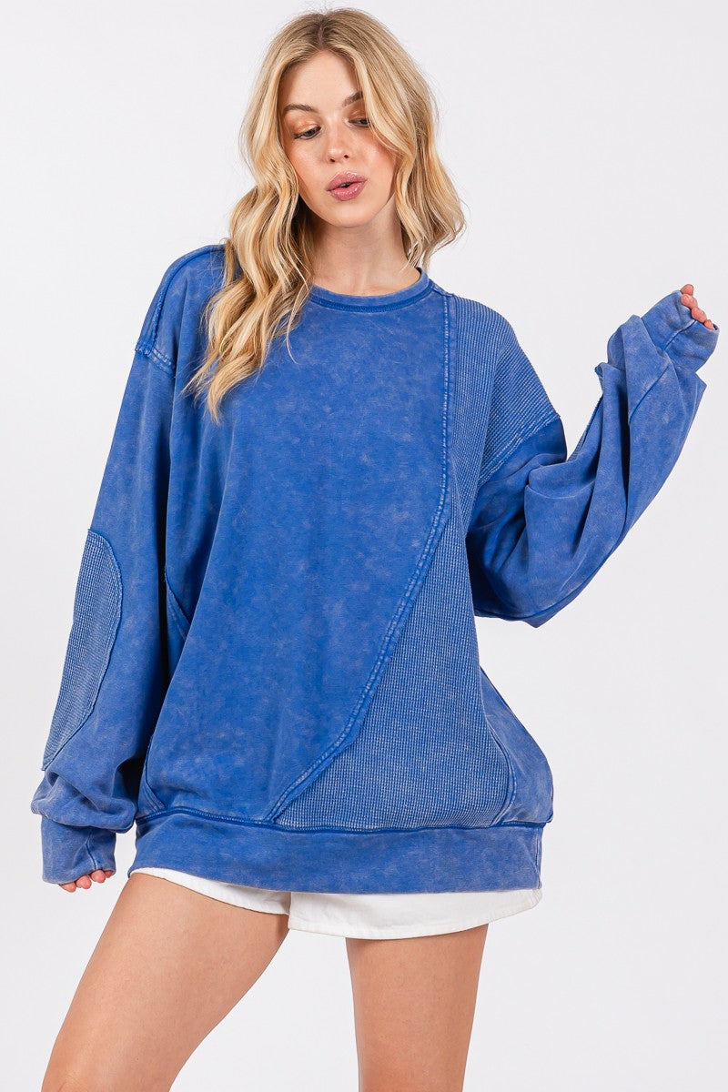 MINERAL WASH CREW NECK - BLUE.