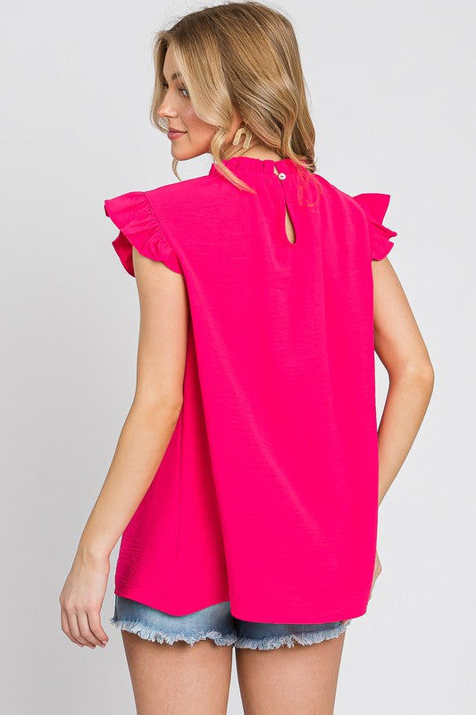 Ruffle Detailed Short Sleeve Top - Pink