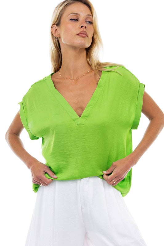Drop Sleeve Tee -Lime