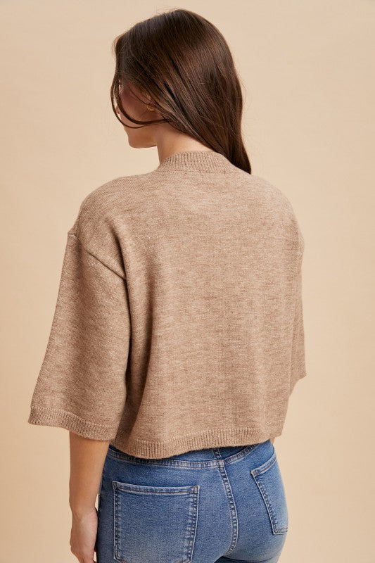 Half Sleeve Button Down Knit Cardigan