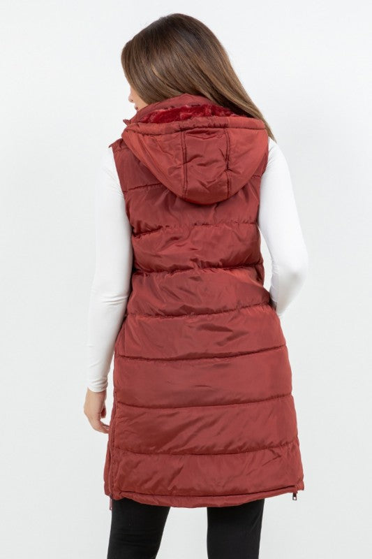 Long Puffy Vest - Brick