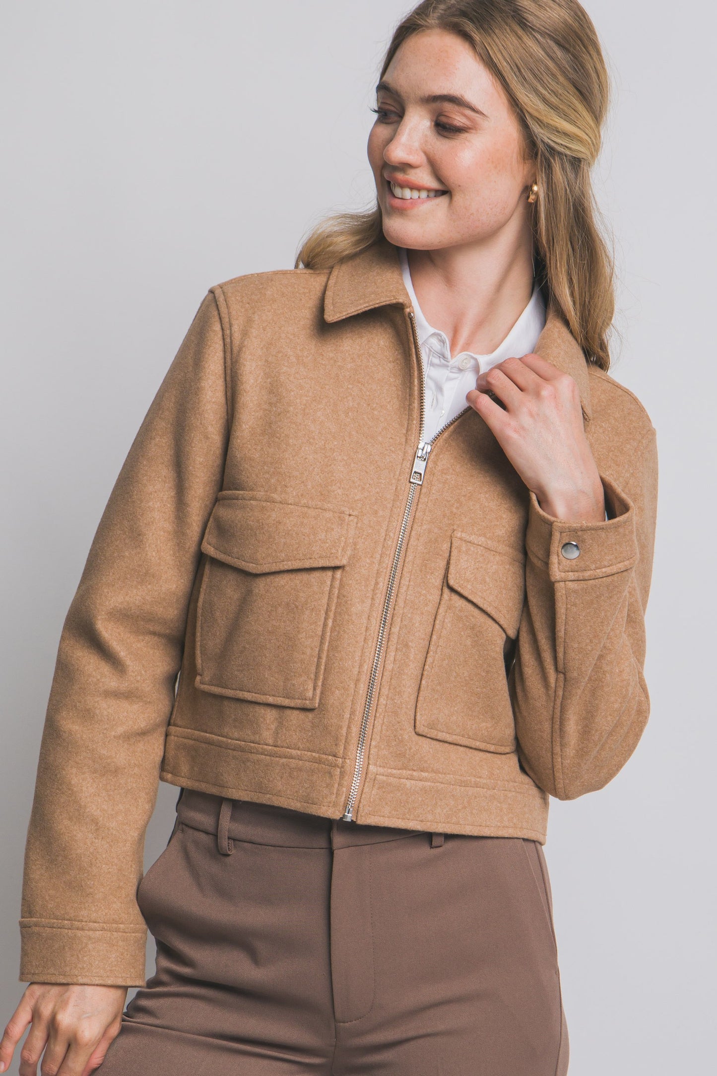 Zip-up Flat Pocket Jacket
