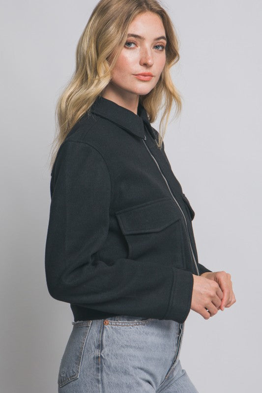 Zip-up Flat Pocket Jacket