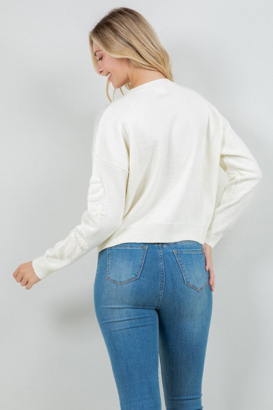 Floral Embroidery Crewneck Sweater