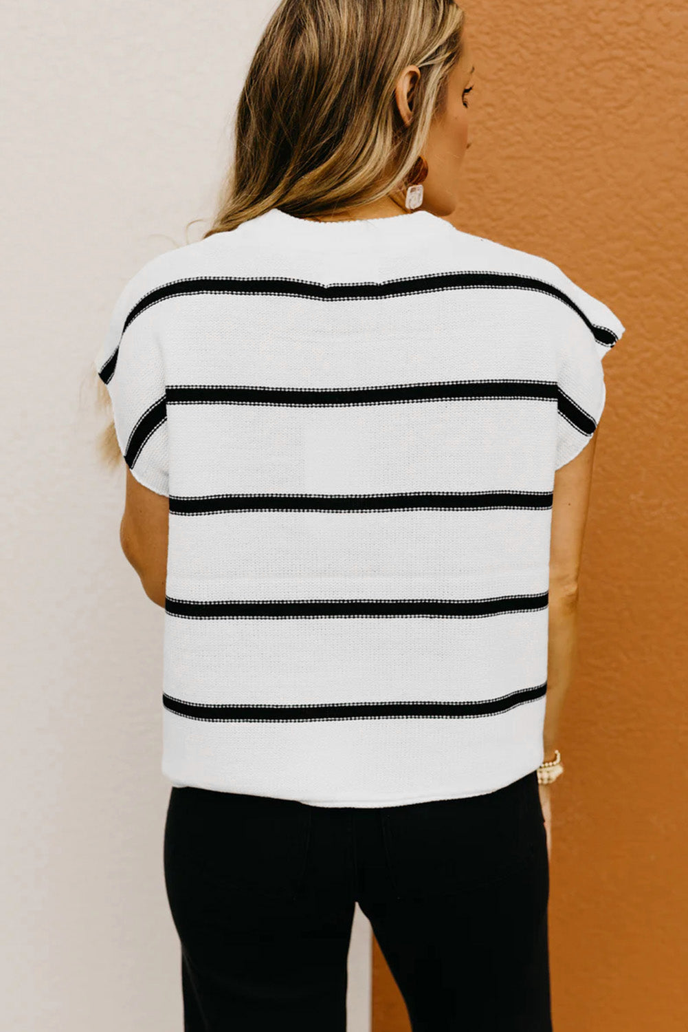 White Striped Sweater Tee