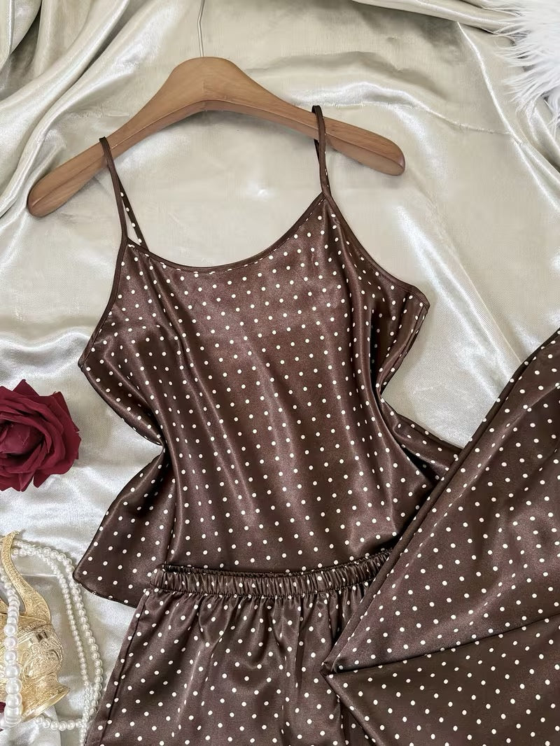 Brown Polka Dot Pajama - Top