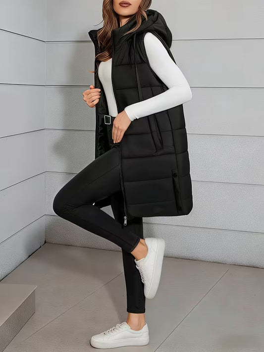 Hooded Long Puffer Vest