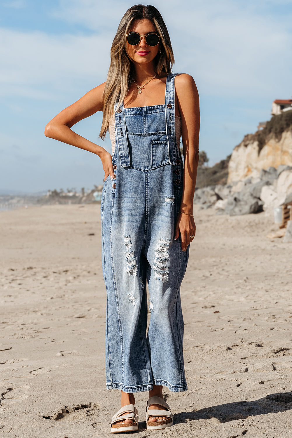 Wide Leg Denim Overall