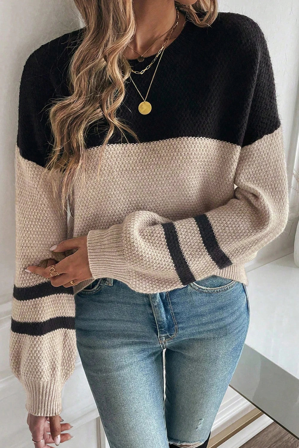 Khaki and Black Sweater