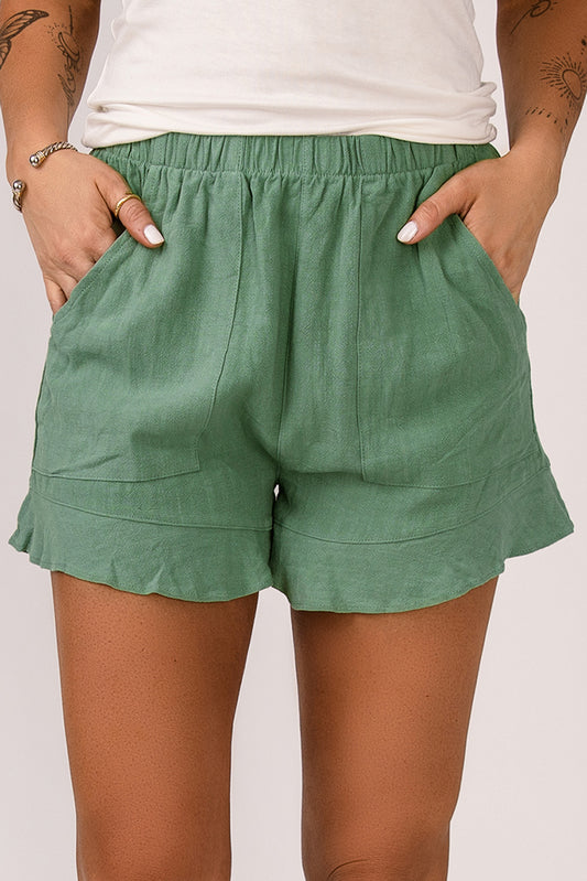 Green  Ruffle Shorts