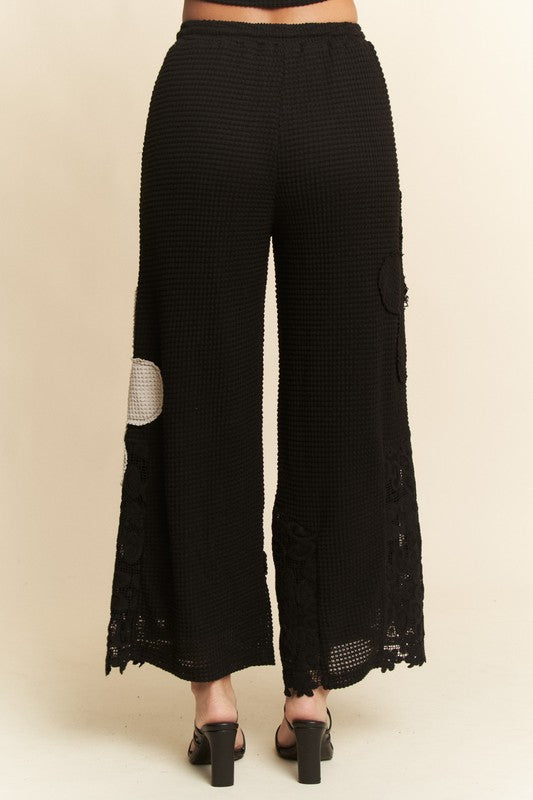 Black Flower Wide Leg Pant