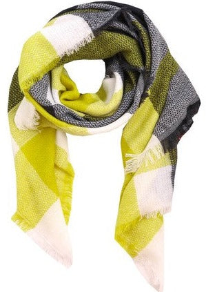 Lime Green Multi Plaid Scarf