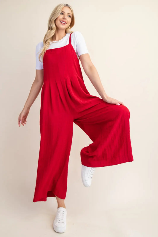 Sleeveless Jumpsuit - Red