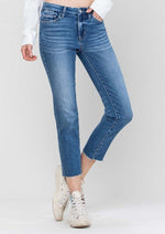 VERVET - Mid Rise Crop Slim Straight Jeans - CARLENE