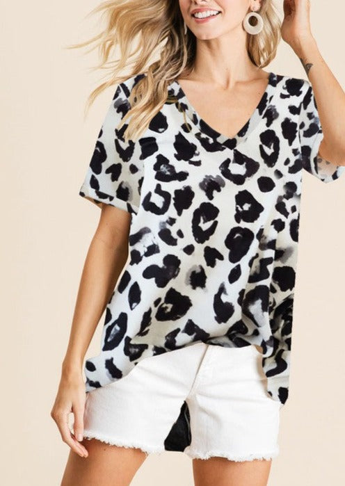 Leopard V Neck Top