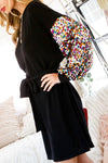 Sequin Sleeves Jersey Dress