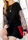 Sequin Sleeves Jersey Dress