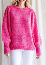 Pink Confetti Bubble Sleeve Sweater