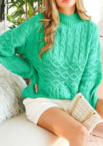 Green Cable Sweater Top