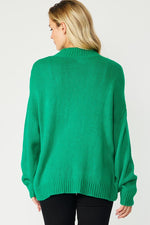 Green Hi Low Hem Solid Sweater
