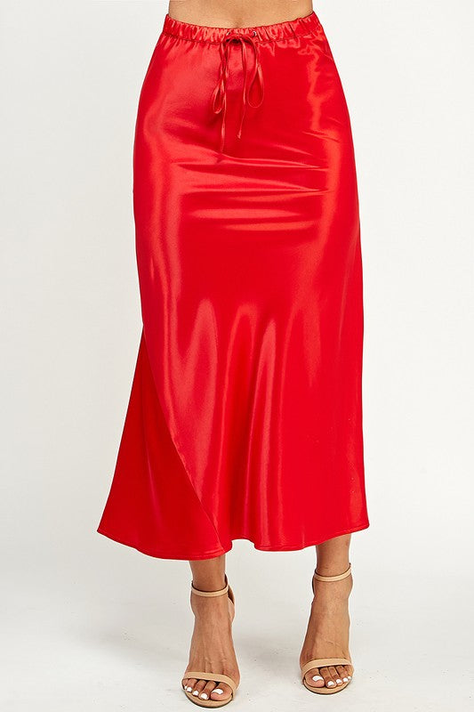 Satin Long Skirt - Red