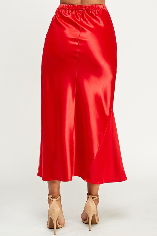 Satin Long Skirt - Red