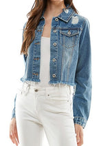 Denim Jacket with Raw Hem