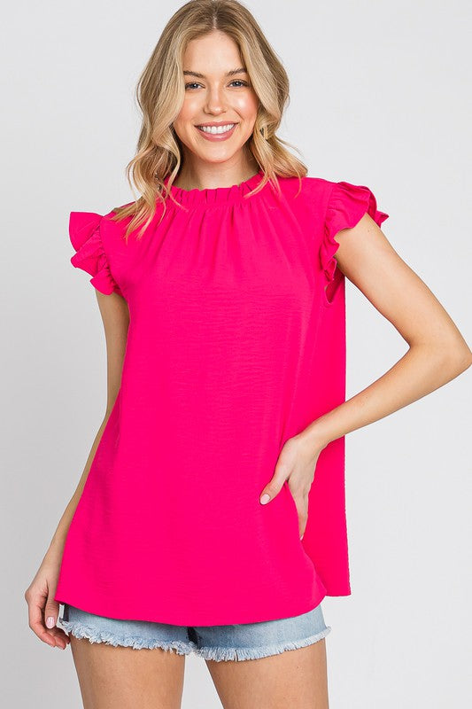 Ruffle Detailed Short Sleeve Top - Pink