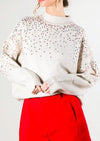 Taupe Sequin Detail Sweater Top