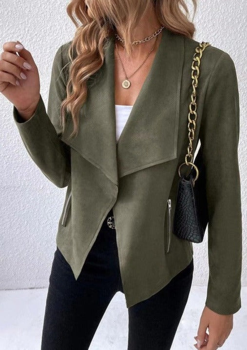 Green Faux Suede Jacket/Blazer