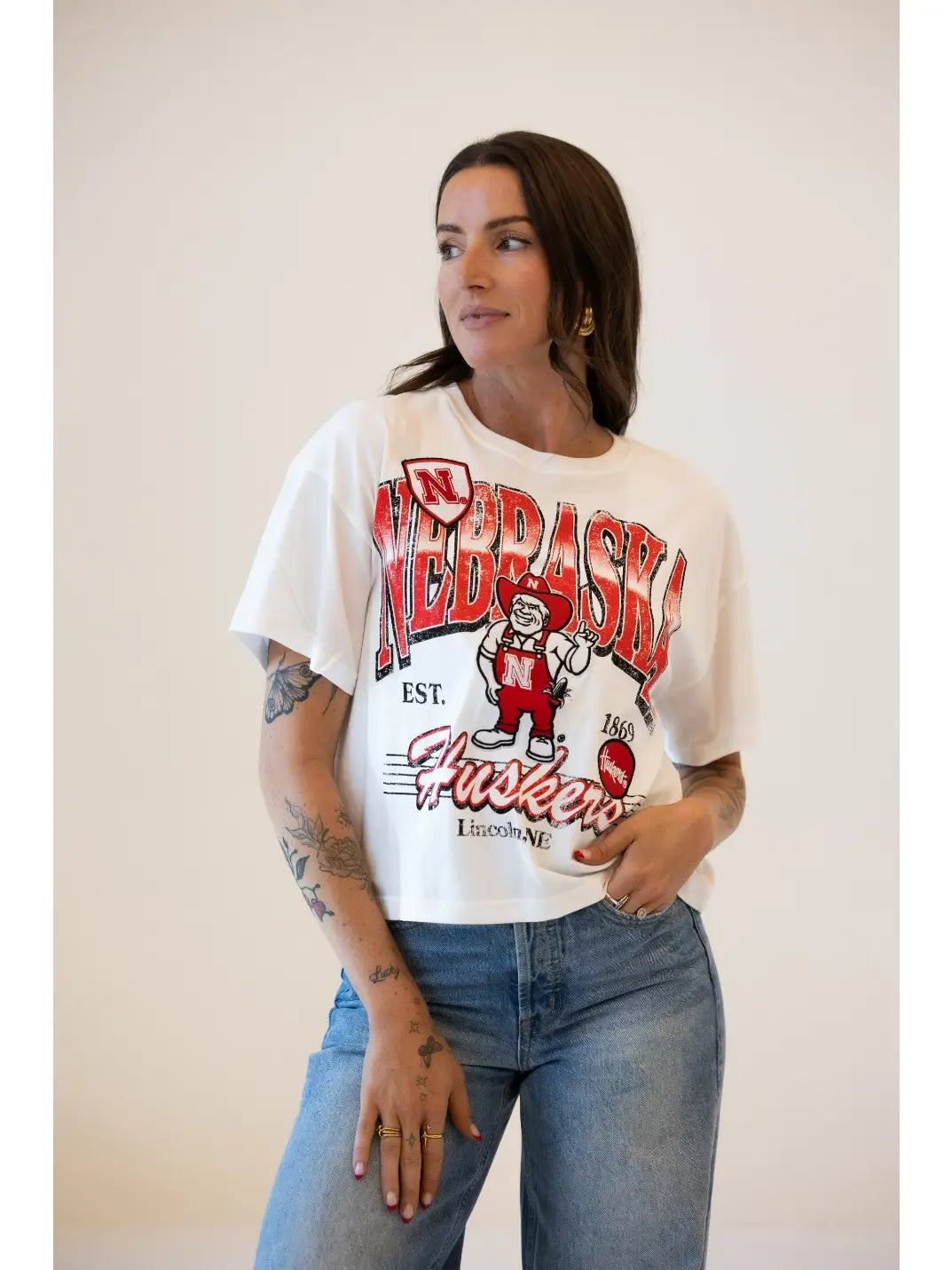 Nebraska Semi-Cropped Oversized Tee