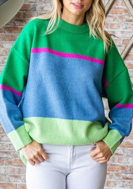 Colorblock Long Sleeve Knitted Sweater