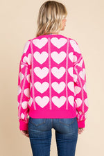 Sequins Heart Print Knit Pullover