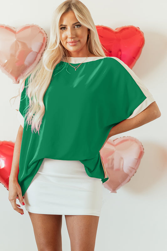 Block Boat Neck Tunic Blouse