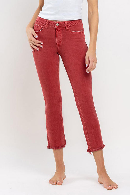 Red Vervet  Mid-rise Cropped Slim