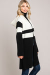 Colorblock Hooded Sweater Long Cardigan