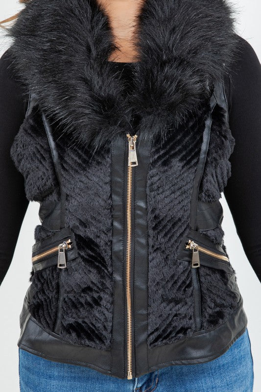 Faux Fur Vest Black