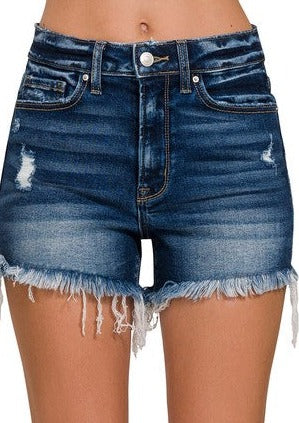 Raw Frayed Hem Ripped Denim Shorts