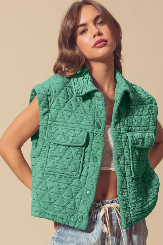 Quilting Stitch Vest - Green