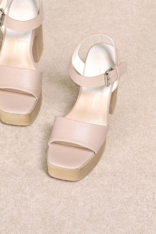 Chunky Platform Block Heel - Dusty Pink
