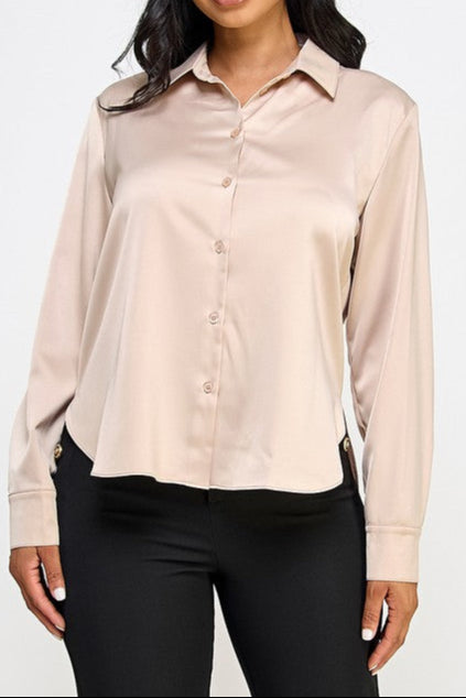 Satin Effect Shirt -Champagne