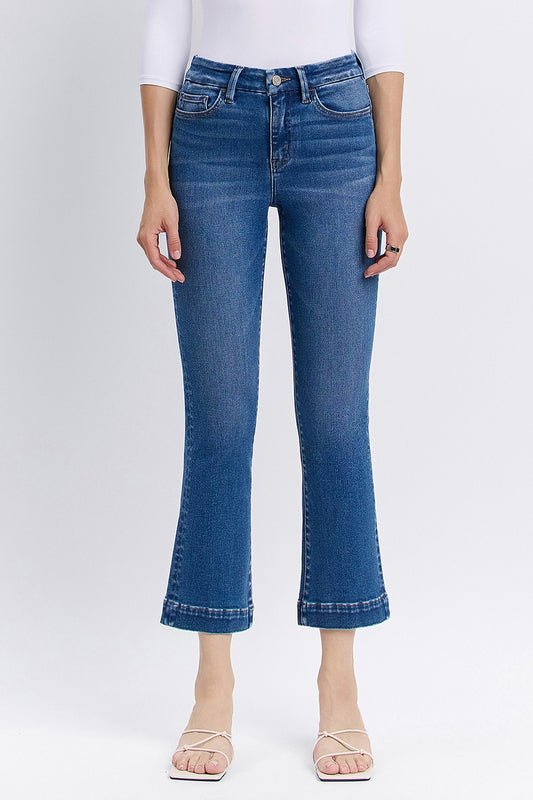 HIGH RISE SEAMLESS WB TROUSER HEM KICK FLARE JEANS - Vervet