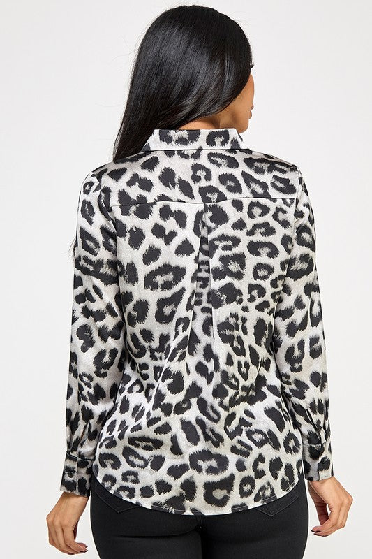 Animal Print Button - Silver