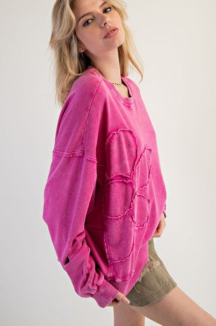 Flower Patch  Pullover - Magenta