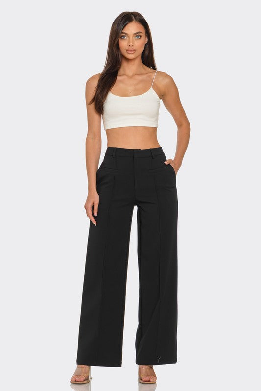 Wide Leg Pants W/ Front Seam