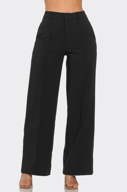 Wide Leg Pants W/ Front Seam