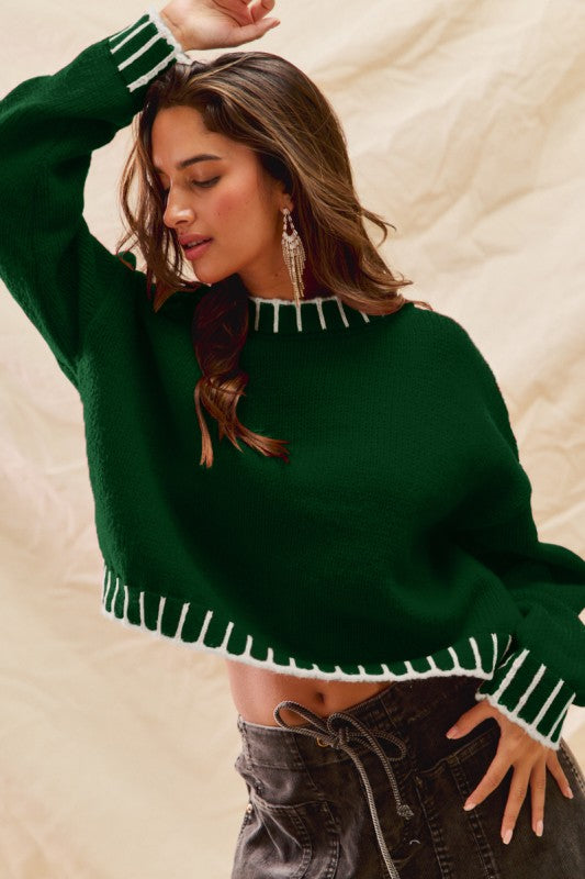 Loose Fit Sweater - Green