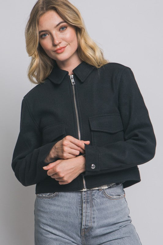 Zip-up Flat Pocket Jacket
